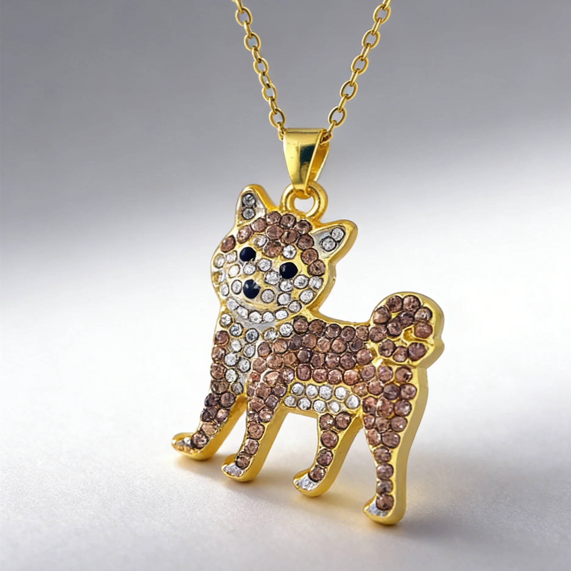 Collection of CZ Stone Dog Pendant Necklaces MANY BREEDS in Gold/Silver Tone Alloy - Choose Your Breed