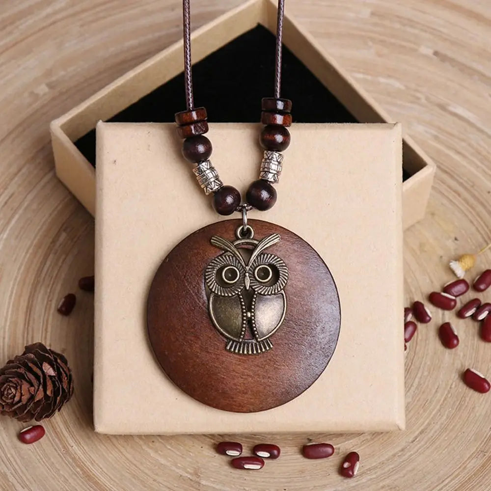 Retro Wooden Pendant Aluminum Alloy Chain Necklace Selection