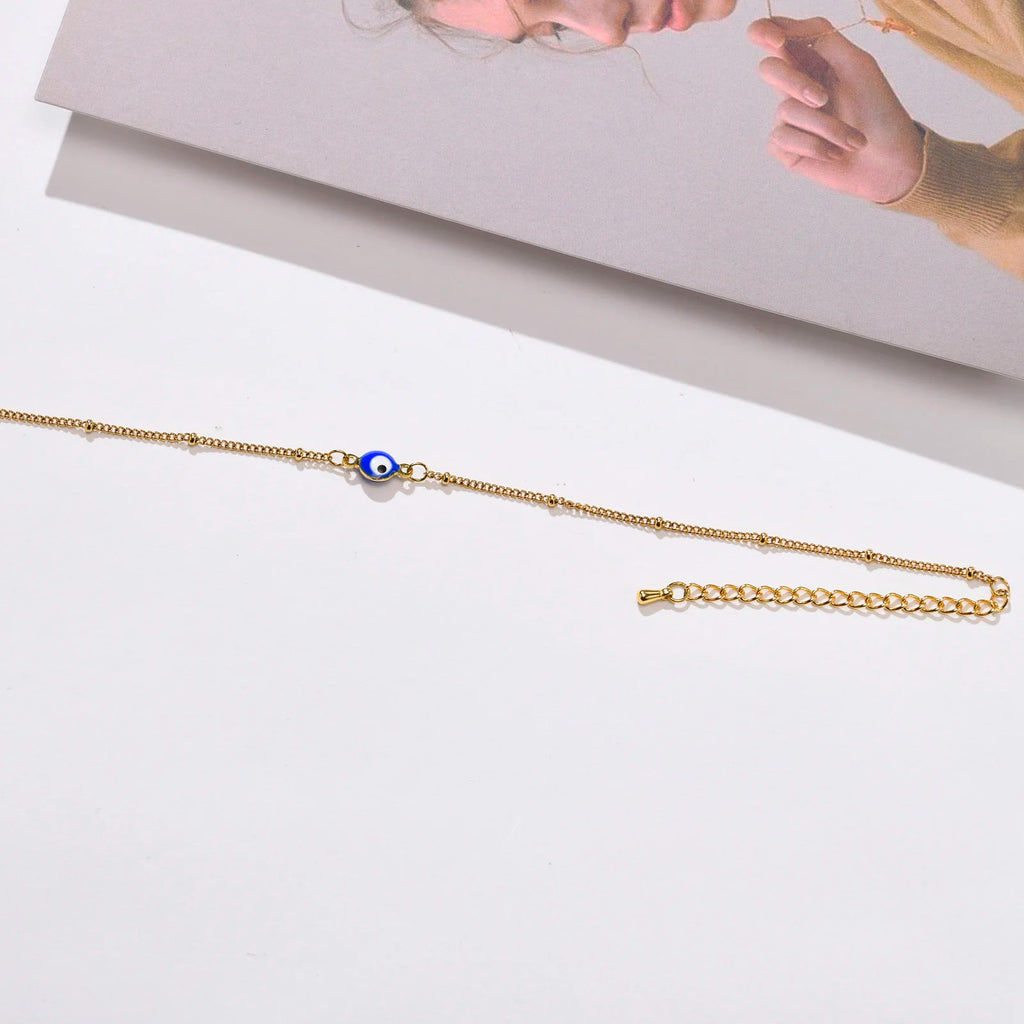 Gold-Plated Stainless-Steel Lucky Blue Evil Eye Anklet - Choose Your Style
