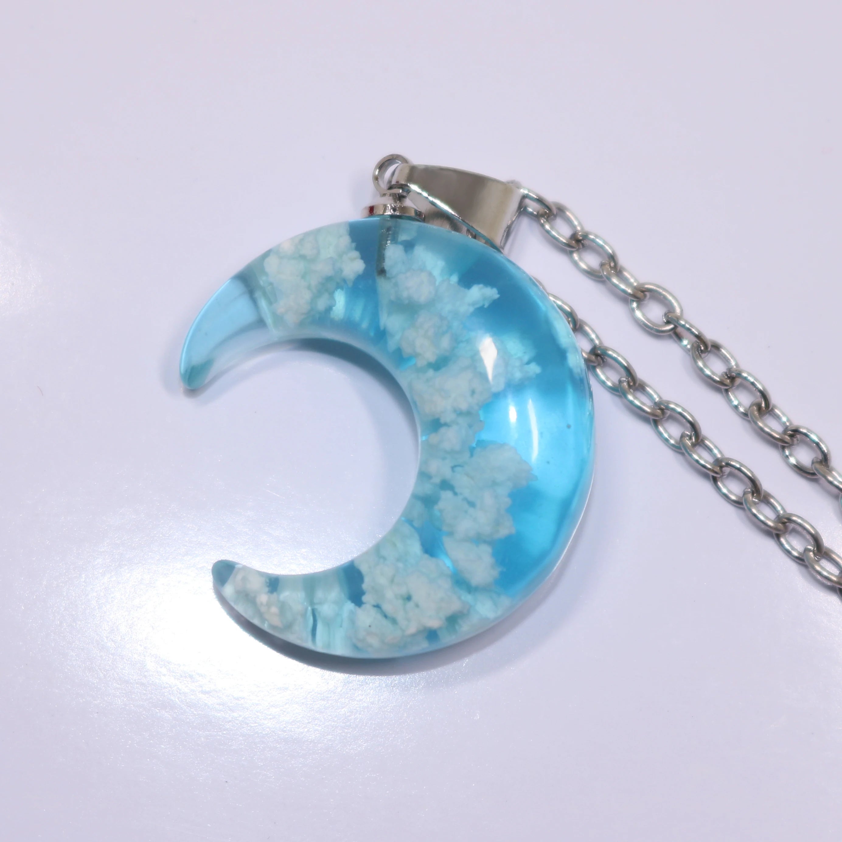 Transparent Resin Ball with Clouds Pendant Necklace in Zinc Alloy - More Styles: Half Moon, Bird