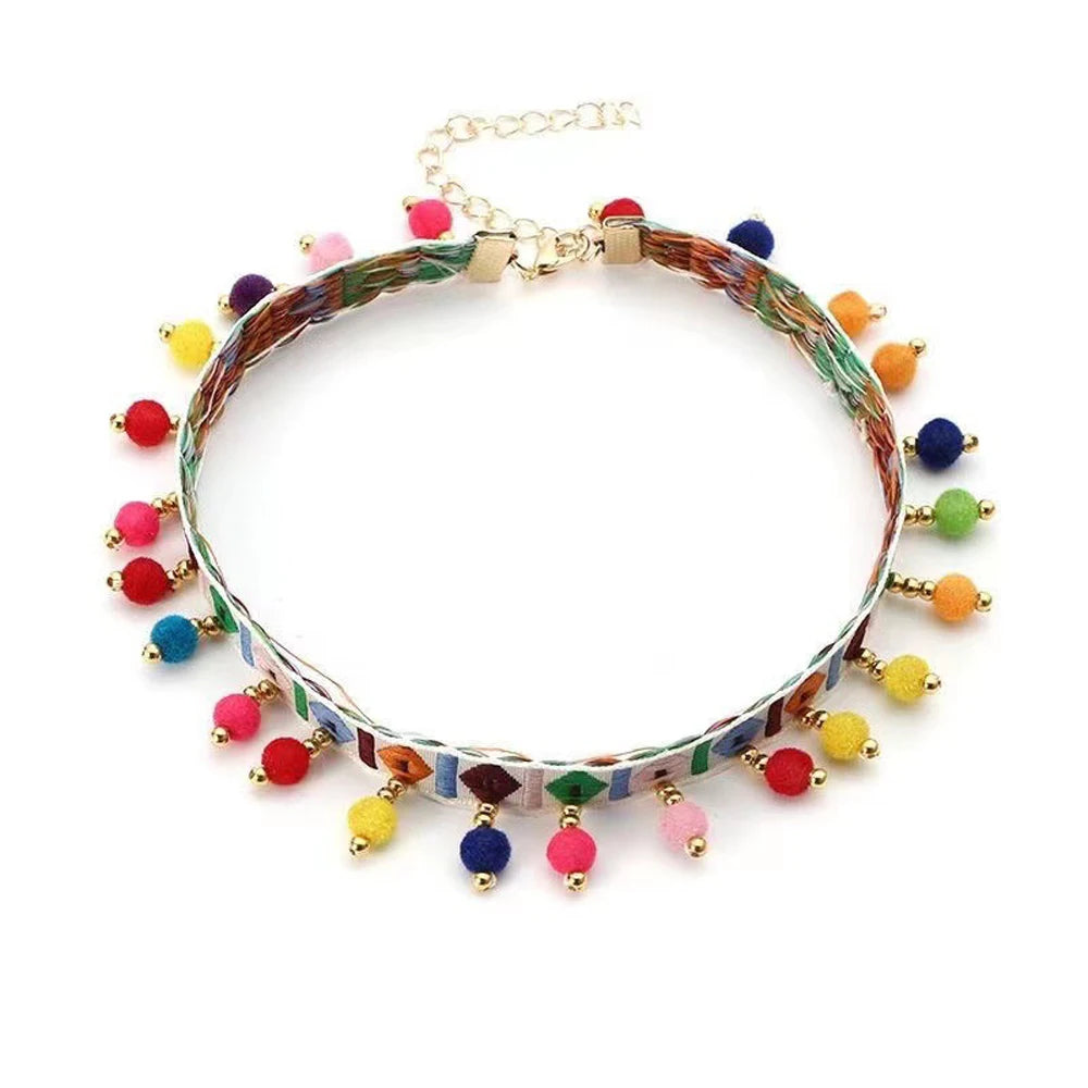 Retro Cloth Bohemian Pet Necklace - Colorful, Happy, Unusual