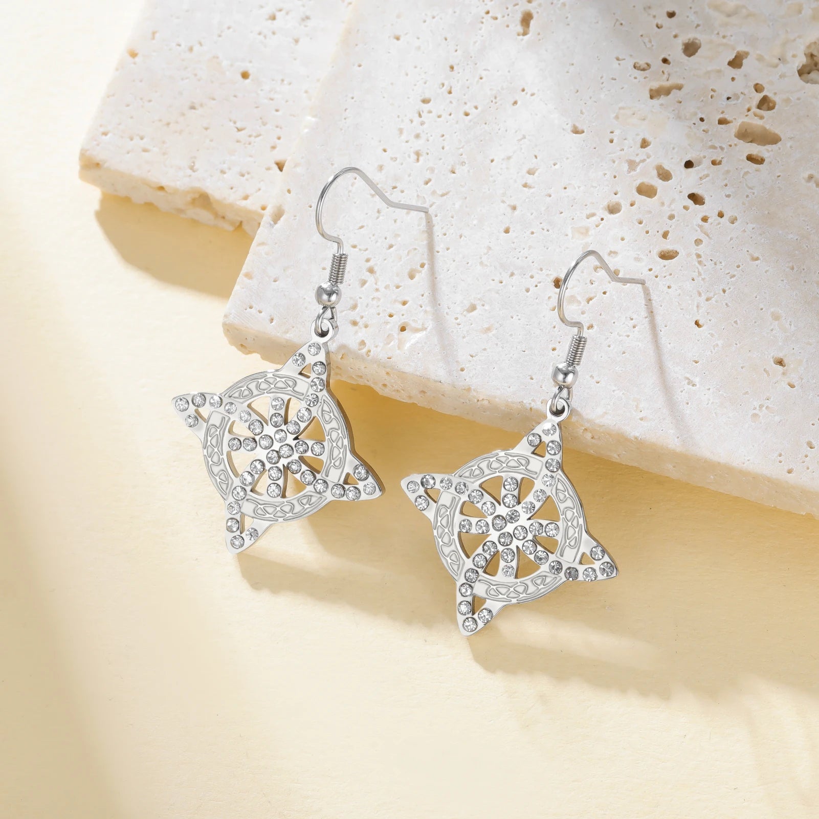 Witchcraft Celtic Knot Zircon Stainless Steel Drop Earrings
