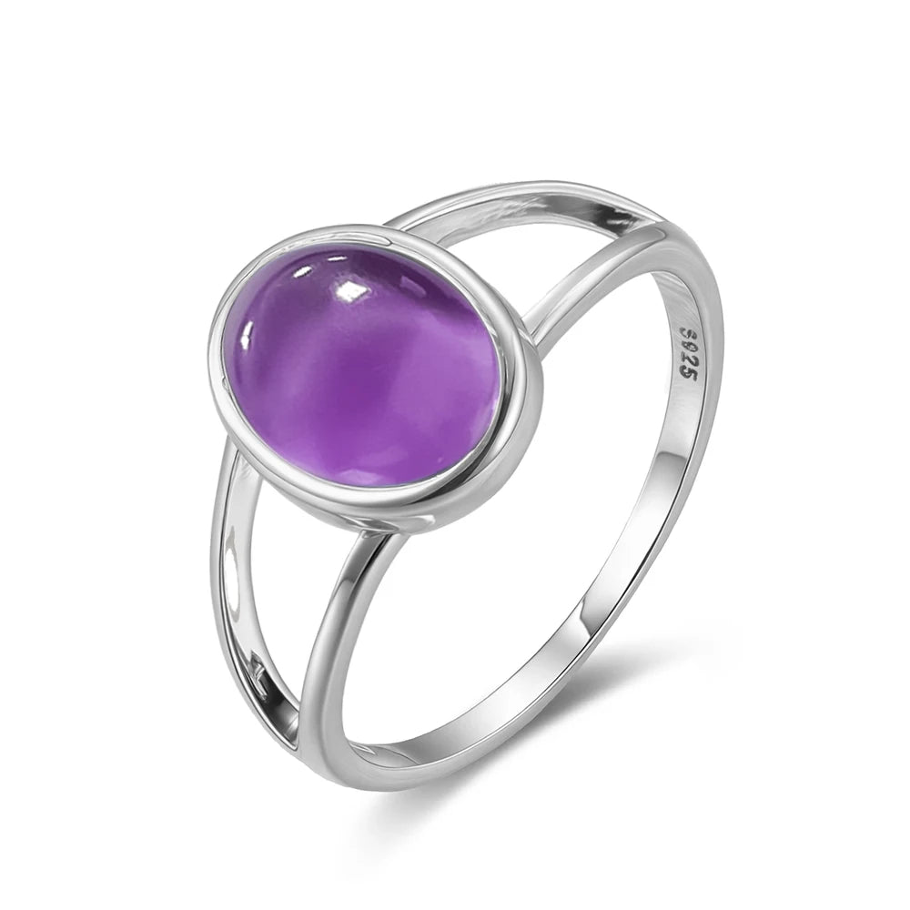925 Sterling Silver Ring Natural 8-10mm Moonstone Ring