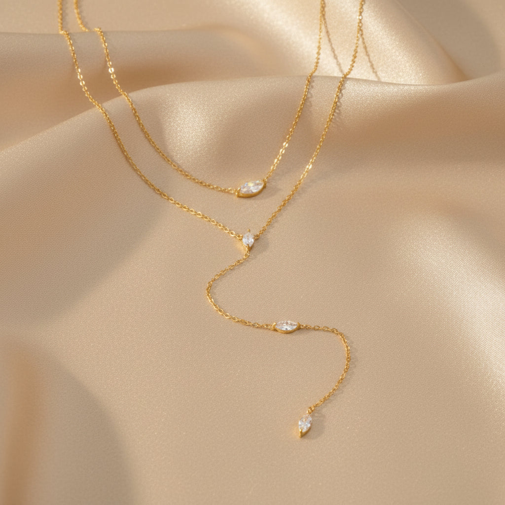 18K Gold-Plated Stainless-Steel Necklaces in Gold or Silver with Zircon Stone
