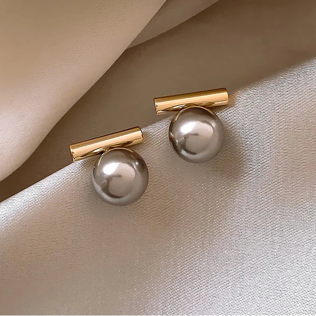 Faux Pearl Pendant Copper Alloy Earrings - White, Gray, Brown Pearl