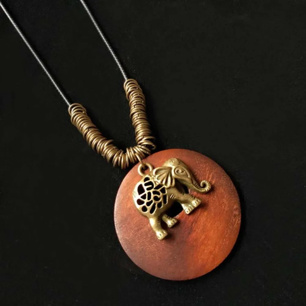 Retro Wooden Pendant Aluminum Alloy Chain Necklace Selection