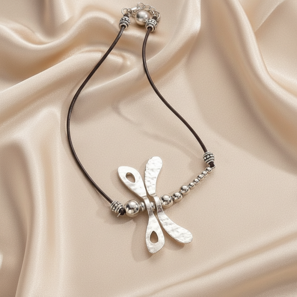 Bold Bohemian Dragonfly Alloy Pendant Rope Chain Necklace