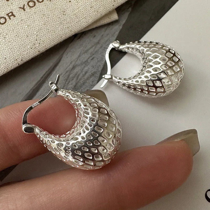 925 Sterling Silver Geometric Hoop Earrings