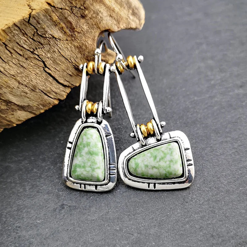 Selection of Very Unusual Boho Stone Asymmetric Dangle Alloy Earrings