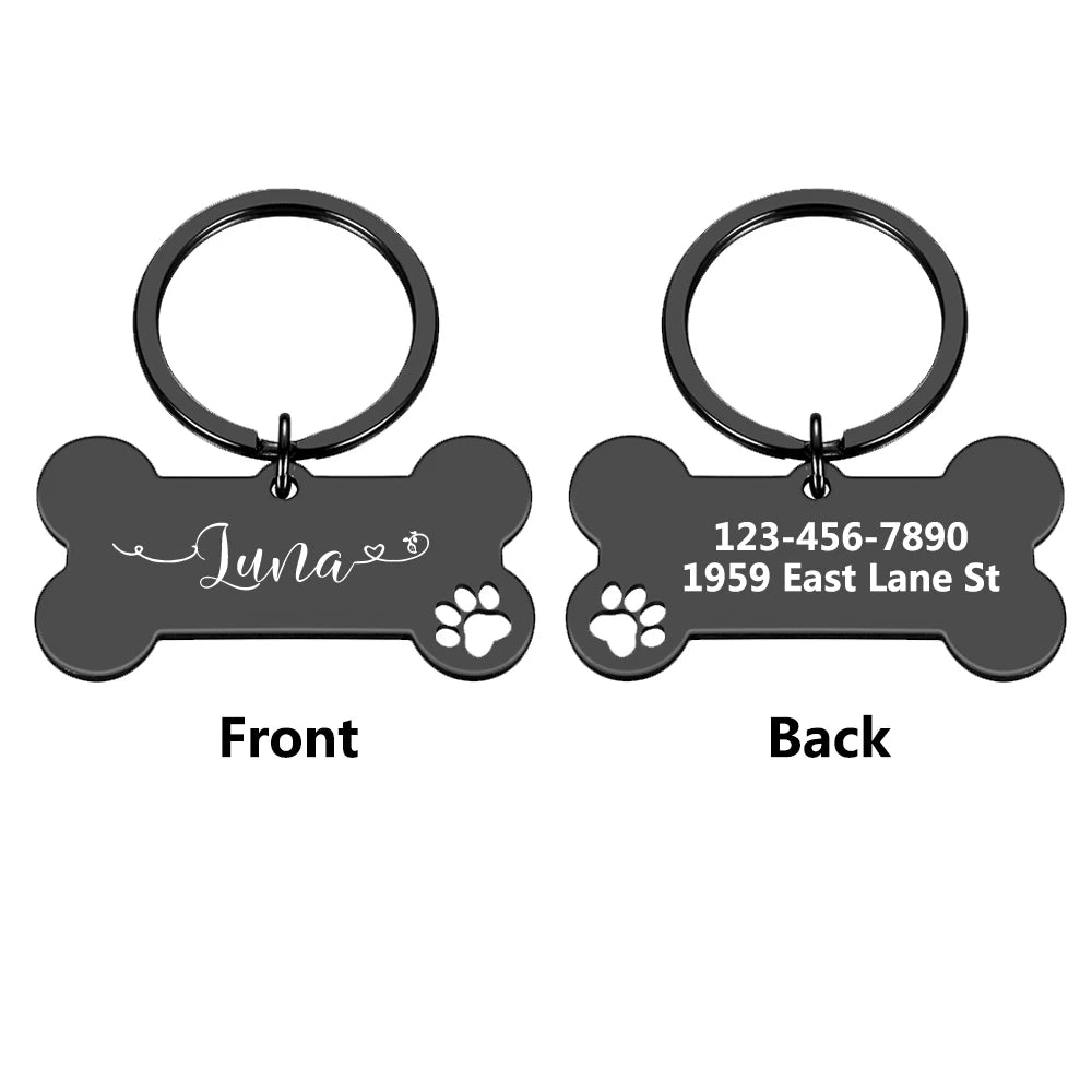 Metal Personalized Bone Shaped Dog ID Tag - 4 Colors, Customize, Engrave