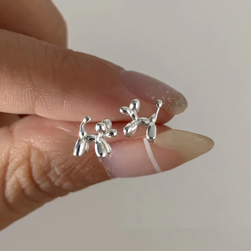 Mini Balloon Dog Earrings In Zinc Alloy - Precious, Darling, Feminine