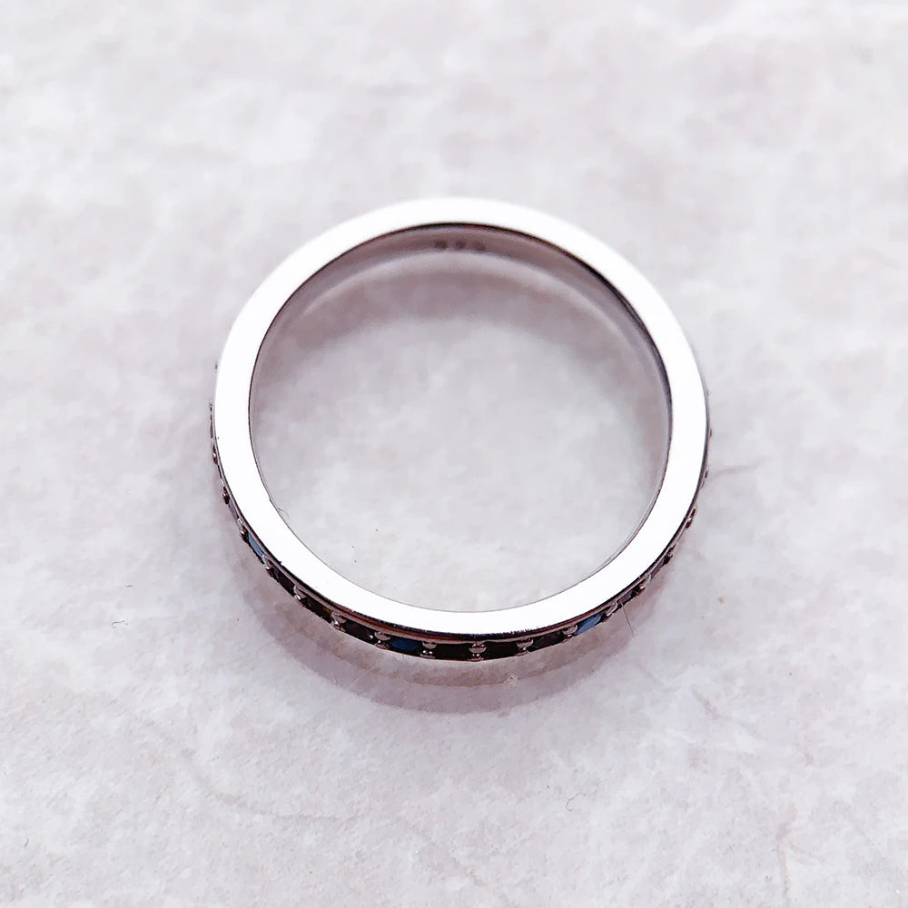 Channel Band Ring in 925 Sterling Silver with Colorful Zircons