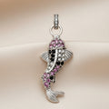 Red Koi Fish Pendant in Sterling Silver with Zircons