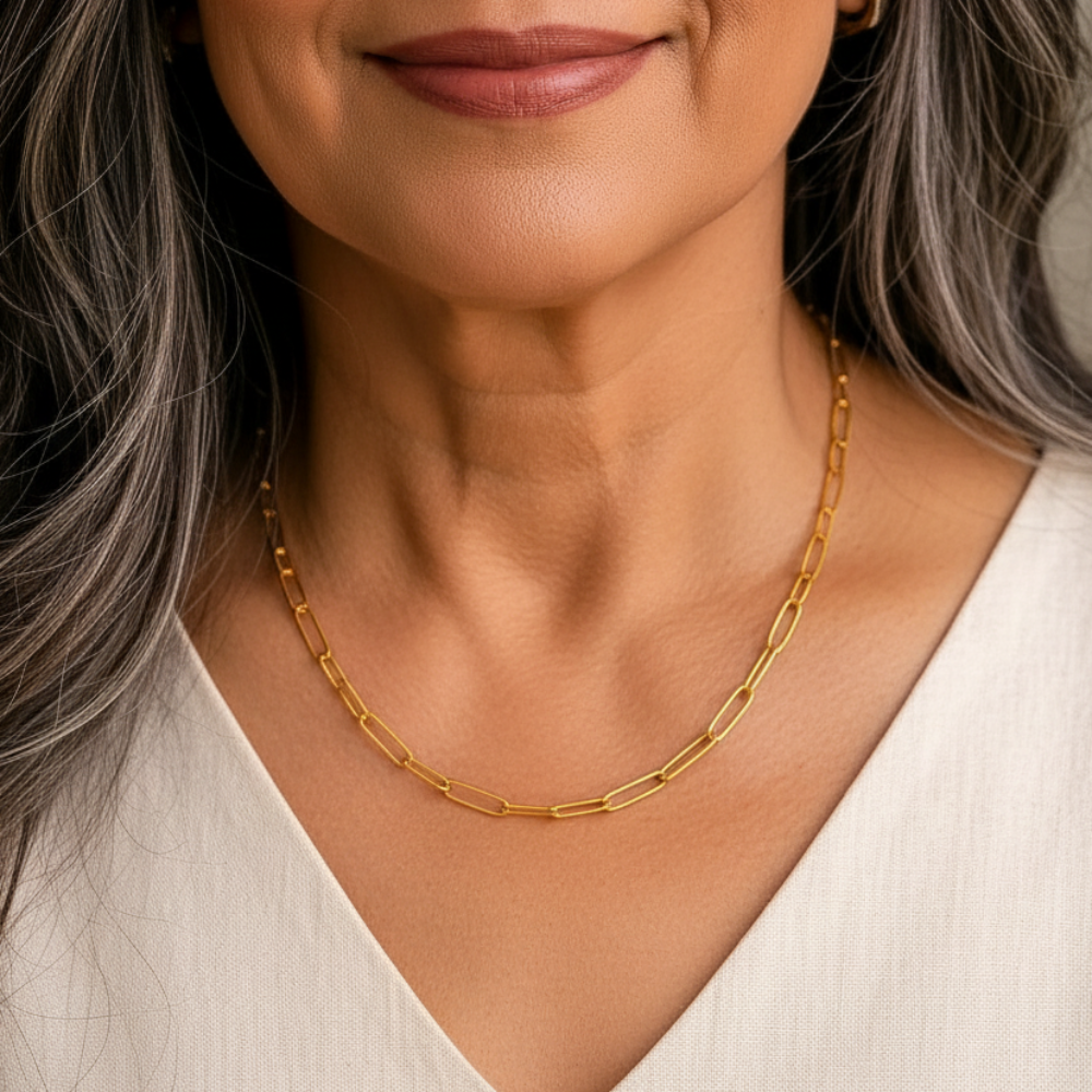 Gold Plated Link Chain Necklace in 925 Sterling Silver
