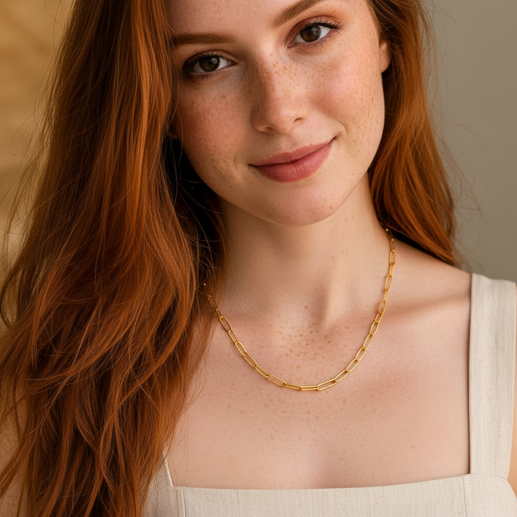 Gold Plated Link Chain Necklace in 925 Sterling Silver