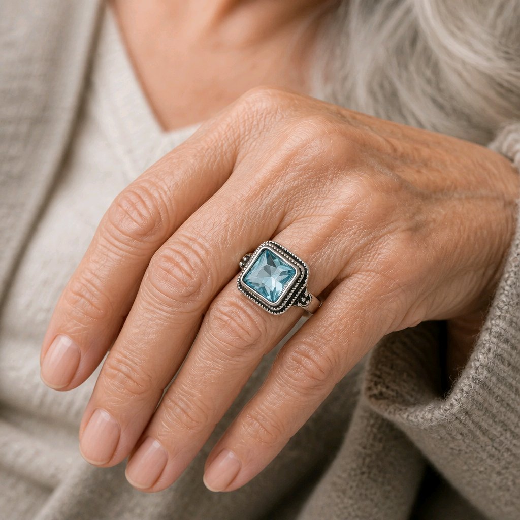 Vintage Inspired Zink Alloy Ring with Large Zircon Stone