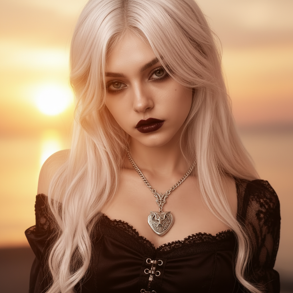 Gothic Bat Locket Zinc Alloy Pendant Chunky Necklace