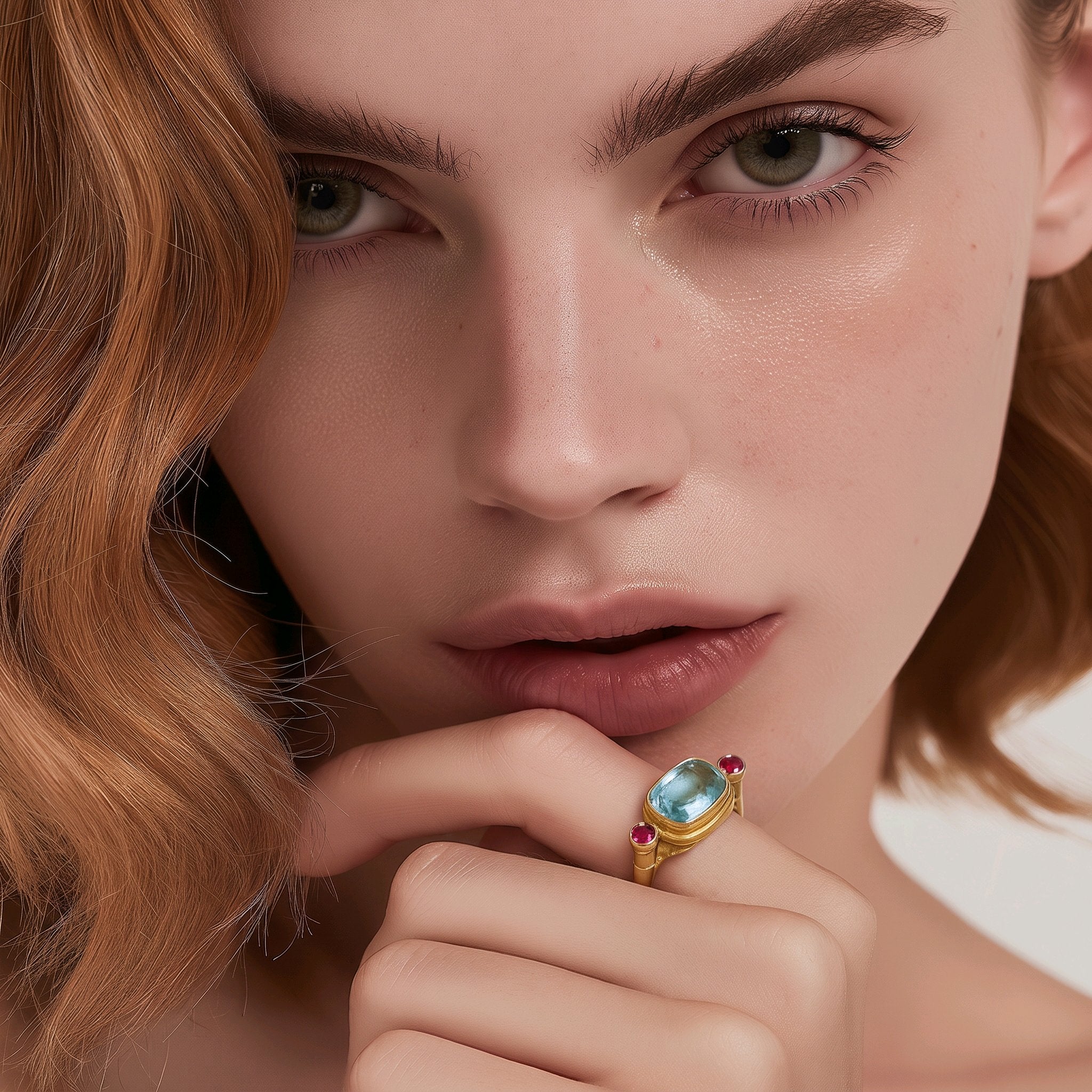 Vintage Inspired Alloy Ring with Blue/Pink CZ Bold Statement Piece